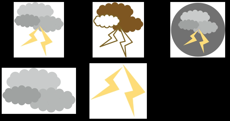 雷雲と稲妻のアイコンイラストとベクター