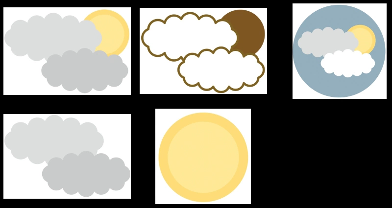 曇り時々晴れのアイコンイラストとベクター