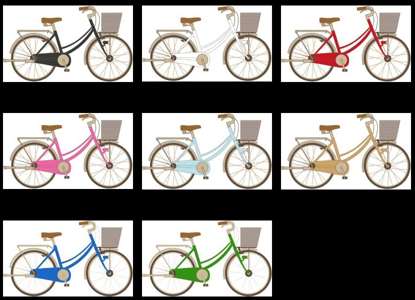 カゴ付きの自転車イラストとベクター