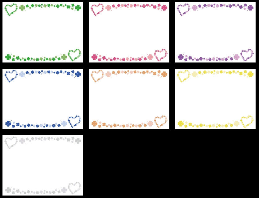 四葉のクローバーとハートのフレーム背景のイラストとベクター