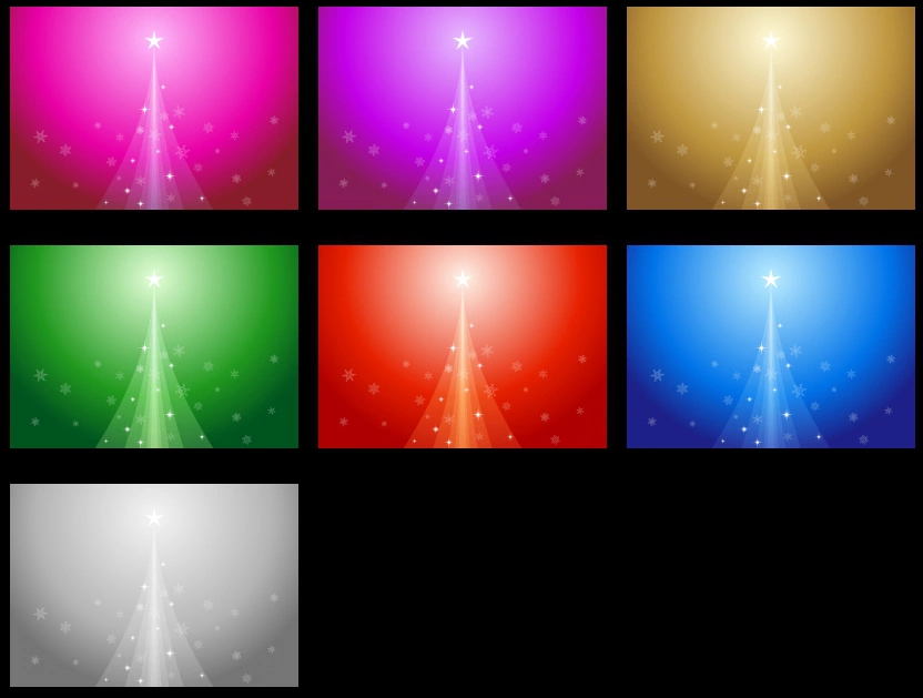 クリスマスツリーと雪片の横型背景のイラストとベクター